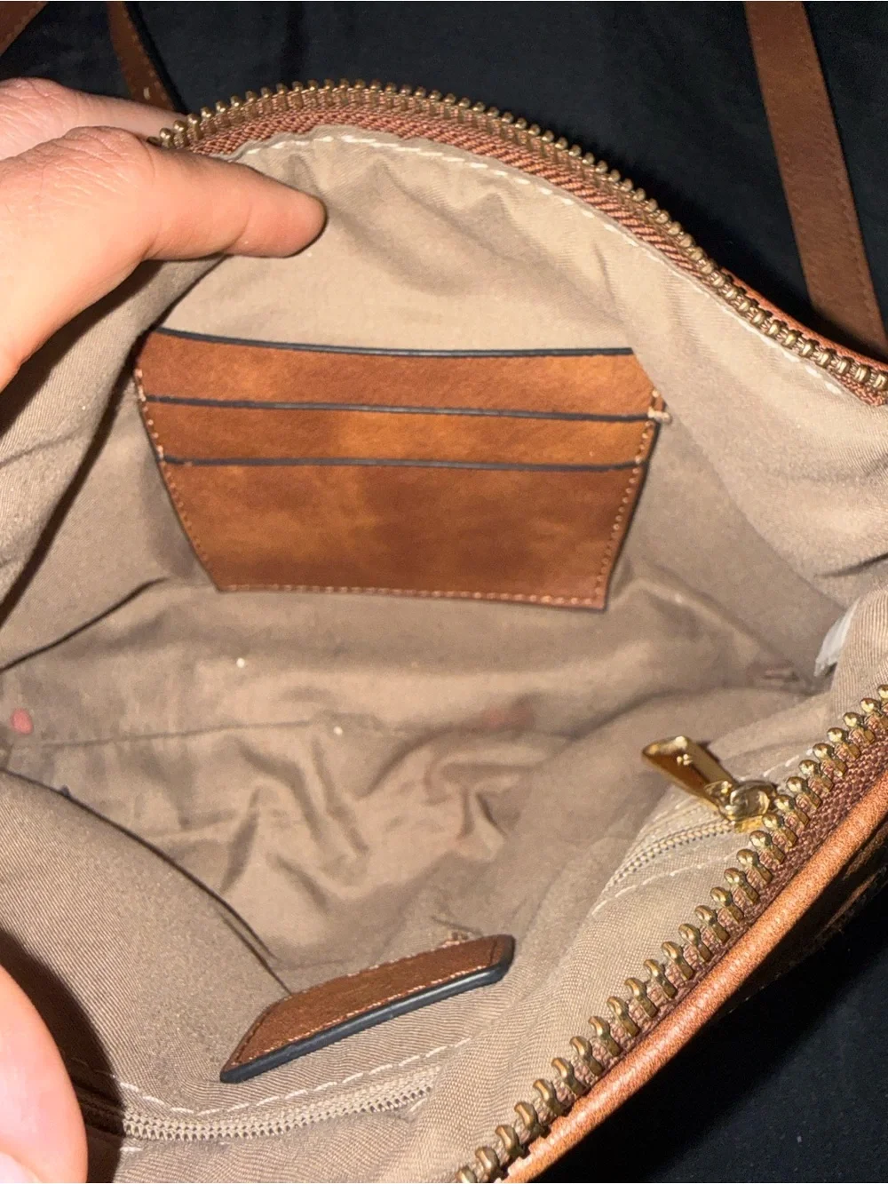 Brown Leather Crossbody Bag with Gold Hardware